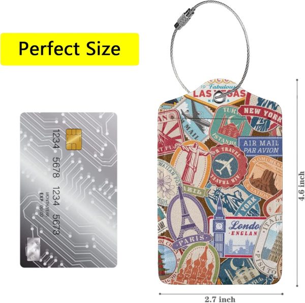 GAMSJM 2 Pack Luggage Tags for Suitcases, Travel Stamp Luggage Tag, Leather Stainless Steel Loop Label Tag for Women Girl Travel Bag Suitcase - Image 4