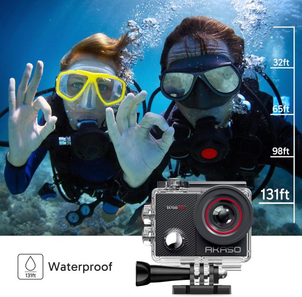 AKASO EK7000 Pro 4K30fps Action Camera with Touch Screen EIS 131ft Waterproof Camera Remote Control 5X Zoom Underwater Camera with Helmet Accessories Kit (with 128GB MicroSD Card) - Image 5