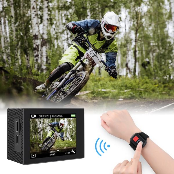 AKASO EK7000 Pro 4K30fps Action Camera with Touch Screen EIS 131ft Waterproof Camera Remote Control 5X Zoom Underwater Camera with Helmet Accessories Kit (with 128GB MicroSD Card) - Image 8