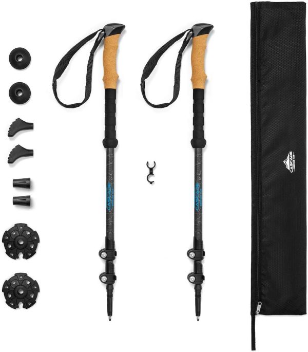 Cascade Mountain Tech Trekking Poles - Carbon Fiber Walking or Hiking Sticks with Quick Adjustable Locks