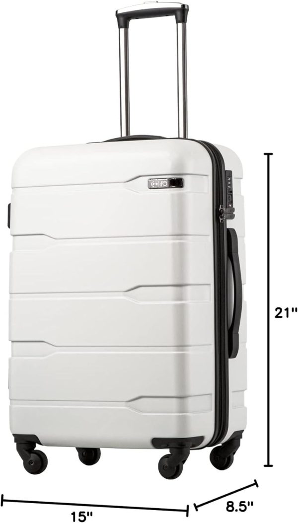 Coolife Luggage Expandable(only 28") Suitcase PC+ABS Spinner Built-In TSA lock 20in 24in 28in Carry on (white, S(20in_carry on)) - Image 8