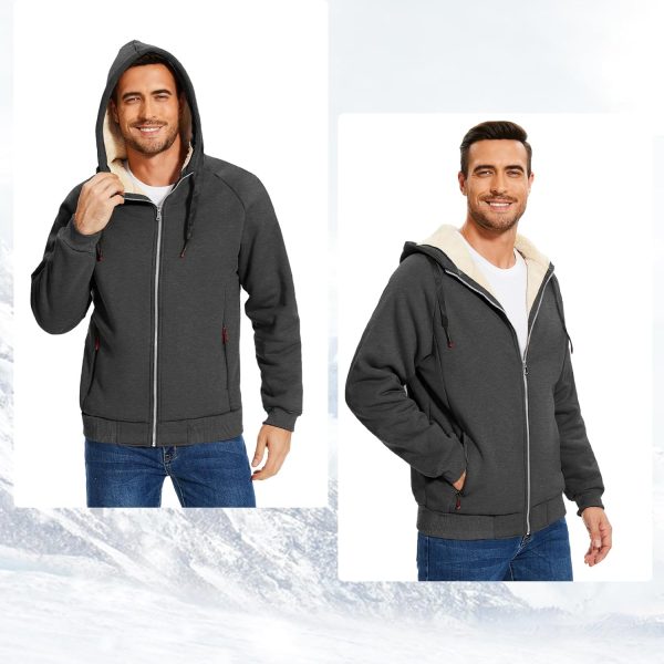 Flygo Fleece Hoodie for Men Warm Full Zip Sherpa Lined Sweatshirt Winter Jacket - Image 5