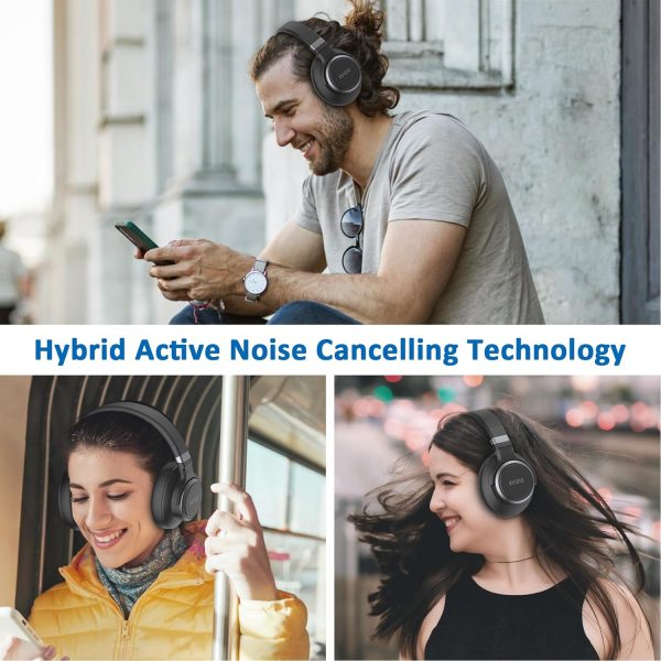 KVIDIO Active Noise Cancelling Headphones, 70 Hours Playtime Bluetooth Headphones Wireless with Microphone, Transparency Mode, Deep Bass and Hi-Fi Stereo Sound Over Ear Headphones for Travel Office - Image 5