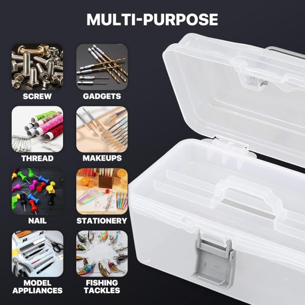 MoNiBloom Portable Tackle Boxes Organizer with Removable Tray, Portable Waterproof Clear Plastic Storage Tool Box Container Case with Handle for Fishing Tackles, Hardware, Makeup, Hair Accessories - Image 7