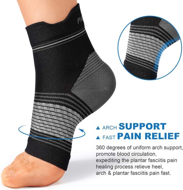 Plantar Fasciitis Sock (6 Pairs) for Men and Women, Compression Foot Sleeves with Arch and Ankle Support (Black, Medium) - Image 3