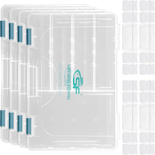 SF Tackle Box 3650 Plastic Tackle Trays Fishing Tackle Box Storage Organizer with Removable Dividers Lure Boxes Terminal Tackle Storage