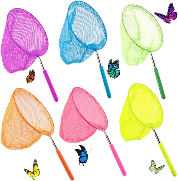 Shindel Telescopic Butterfly Fishing Nets, 6 Pack Insect Catching Nets Butterfly Net Bug Nets for Kids, Extendable from 6.5 inch to 34 inch