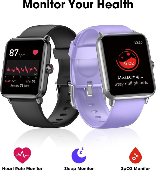 Smart Watch, Fitness Tracker with Heart Rate Monitor, Blood Oxygen, Sleep Tracking, 1.5 Inch Touchscreen Smartwatch for Android iOS Swimming Waterproof Pedometer Step Calories Tracker for Women Men - Image 2