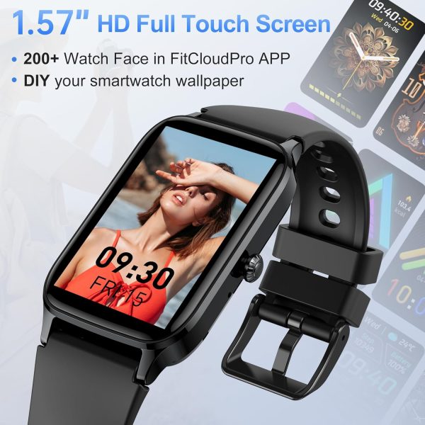 Smart Watch for Men Women, 1.57" Smartwatch (Answer/Make Call) , Fitness Tracker with 110+ Sport Modes, Heart Rate/Sleep Monitor, IP68 Waterproof, Bluetooth Calls, Smartwatches for Android iOS Black - Image 5